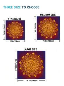 1pc New Oriental Art Style Rectangular Lightweight Beach Blanket Multi-Purpose Water And Sand Resistant Deep Red Background With Gold Mandala Design Rug Digital Printing Fabric Picnic Blanket Beach Essentials