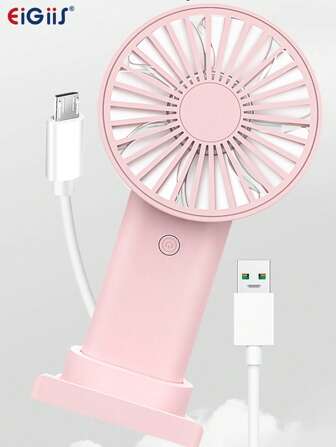 EIGIIS Mini ventilador de mano, ventilador personal potente, batería recargable incorporada de 600mAh, 3 velocidades de viento ajustables, ventilador de mano portátil para pestañas, adecuado para niñas, mujeres para uso en exteriores, oficina y hogar