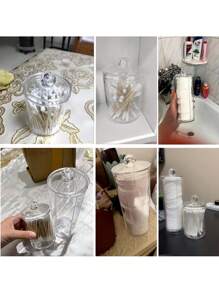 3M 1 pezzo/3 pezzi Organizer portatrucchi, porta cotton fioc per il bagno, dispenser rotondo per dischetti/filo interdentale, per ordinare e conservare, per vacanze in spiaggia, raccolta bagno, raccolta camera da letto, grande capacità