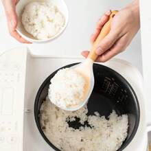 Cuchara de arroz de silicona resistente al calor, pala de arroz de silicona de calidad alimentaria, olla arrocera antiadherente, herramienta de cocina, cuchara de arroz para el hogar, 1 Uds. RQNM - Blanco™ - Ver 5