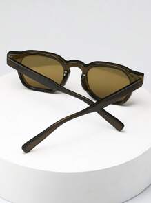 1副男女通用椭圆形小框高品质个性化简约时尚眼镜，适合休闲、旅行、派对、海滩、日常装饰等场合。 - 綠框黃綠片 - 查看 3