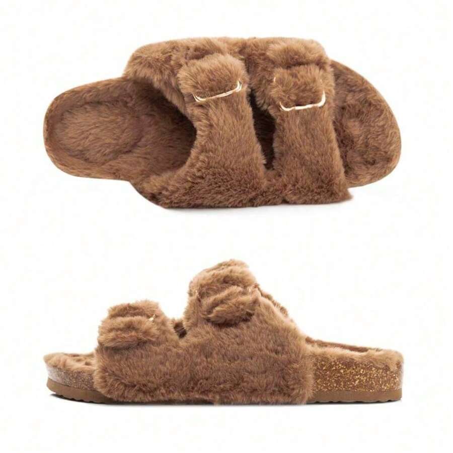 House Shoes For Women,Slippers For Women,Fuzzy Slippers Comfortable Sole, Adjustable Shoulder Strap Slippers For Women Indoor And Outdoor