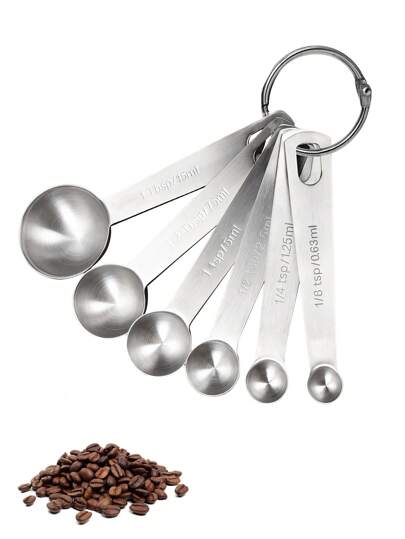 Measuring Spoons Set, Premium Heavy Duty Stainless Steel Measuring Spoons Cups Set, Small Tablespoon With Metric And US Measurements, Set Of 6 For Gift Measuring Dry And Liquid Ingredients