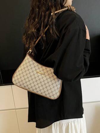 Women Large Capacity Retro Floral Underarm Shoulder Bag, Fashionable Casual Versatile