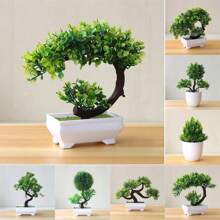 1PC Artificial Plants Bonsai Simulation Plant Potted Green Small Tree Plastic Bonsai Tree Home Office Decoration Gifts Birthday Graduation - View 7