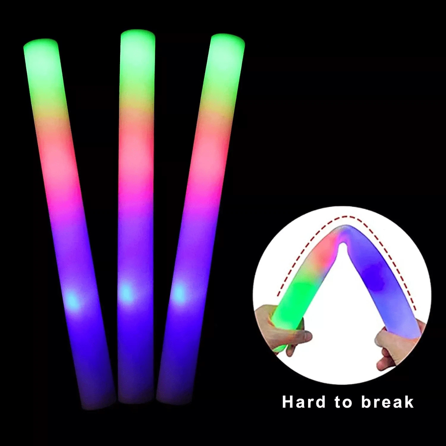 42/50pcs LED Foam Light Stick 5 LED Light 3 Flicker Mode, Glow, Perfect For Valentine's Day, Easter, Weddings, Carnivals, Concerts, Camping, Sporting Events, Bedrooms, Hotels, Parties,Fathers Dad Gift - 泡棉發光棒 - 查看 1