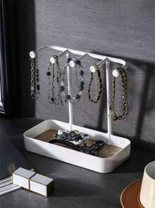 1pc Jewelry Display Stand, Desktop Makeup Vanity Hanging Earring Necklace Bracelet Ring Rack, Entryway Key Holder & Organizer Tray For Jewelry Accessories Back To School