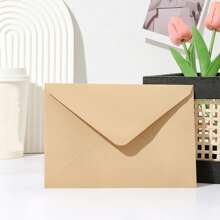 10pcs Solid Green Vintage European Style Straw Paper Large Envelope, Suitable For Various Occasions - Multicolor - View 4