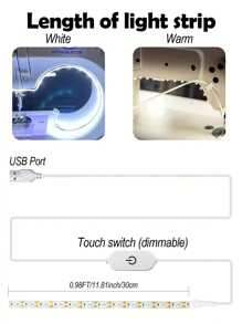 1 pezzo Barra luminosa a LED da 1,08 piedi alimentata tramite USB per macchina da cucire, con interruttore touch, dimmer touch, autoadesiva, luce calda/bianca, perfetta per decorazione domestica, artigianato e illuminazione della macchina da cucire