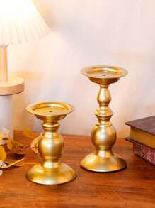 1 Peça/1 Conjunto de Suportes de Vela Romanos de Metal Fosco, Suportes de Vela Estilo Vintage, Para Decorações de Mesa de Centro em Casa, Centros de Decoração de Restaurante, Decorações de Quarto, Decorações Domésticas, Decorações de Vela de Casamento, Decorações de Mesa de Jantar - Dourado - Visão 7