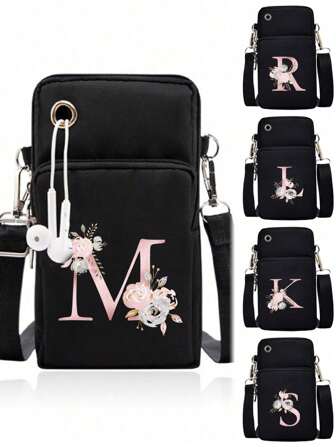 1 pieza Bolso cruzado mini de moda y ocio con bolsa para teléfono móvil, monedero vertical, para mujer, niña, viaje, vuelta al colegio, regalo. Bolso de brazalete para deportes y . Bolso cruzado mini de nailon para teléfono, monedero con múltiples cremalleras para mujer