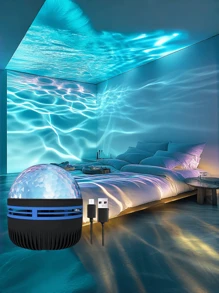 1pc LED Wave Light Projector With Remote Control, Arctic Aurora Effect, Multi-Color Adjustable, Bedroom Night Light Projector, Home Theater, Ceiling Projection, Creates Romantic & Cozy Ambiance, Versatile Decorative Projection Lamp, Suitable For Holidays