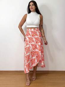 Women's Wrap Skirt With Viscose Lining - Orange - View 4
