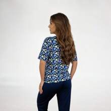 Pijama Feminino Suede Pescador Estampado Manga Curta Luxo Confortável Roupa de Dormir