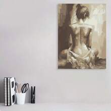 Framed Modern Abstract Female Figure Canvas Art Print - Retro Wall Decor, Monochromatic Nude Art For Living Room, Bedroom, Or Office, Living Room Decor | Contemporary Aesthetic | Poster Board, 2D, Perfect For Room Decor