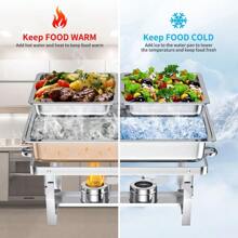 Chafing Dish Buffet Set 4 Pack, TINANA 8QT Stainless Steel Chafing Dishes For Buffet, Chafers And Buffet Warmers Sets For Parties, Events, Wedding, Camping, Dinner