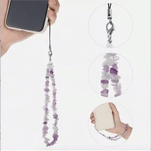 1 件腕带手机挂饰，带天然水晶石（绿松石、紫水晶、黑玛瑙、红玉髓）适合送给母亲、家人、朋友、生日、节日的礼物 - 彩色 - 查看 3