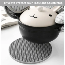 4 件装，多用途硅胶隔热垫，微波炉垫，厨房隔热垫，热菜隔热垫，餐垫，适用于火锅、碗、厨房台面，耐热 - 黑色 - 查看 5