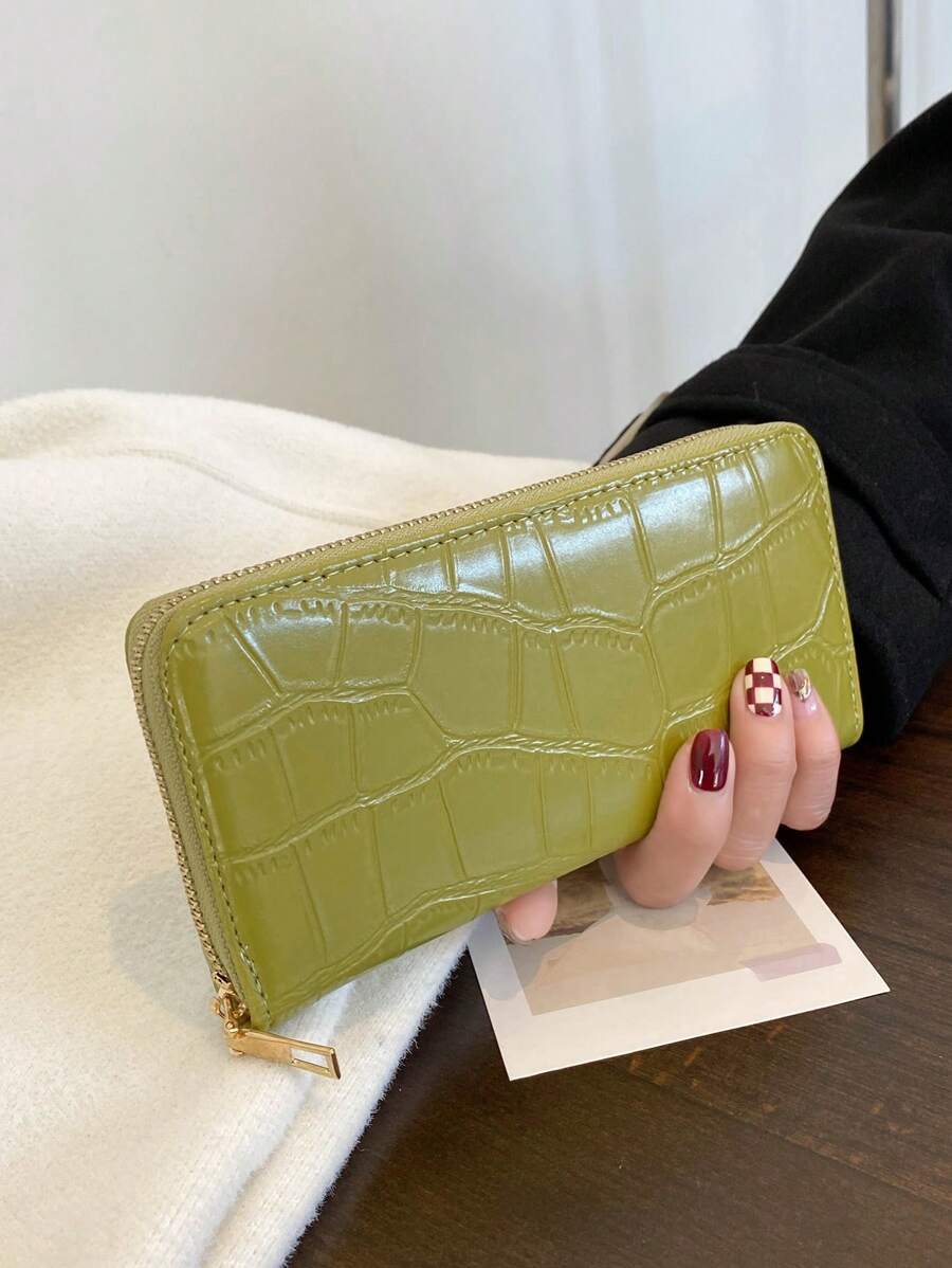 Practical Long Wallet For Daily Use, Simple And Multifunctional - Olive Green - View 1