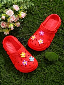 HOEASE Cute Cartoon Flower Design Clogs For Girls, Breathable Non-Slip Slip-On Sandals, Indoor Outdoor Beach Shoes Garden Shoes For All Seasons