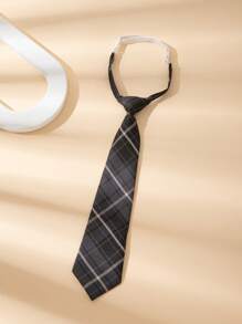 1pc 33cm Checkered Pre-Tied Tie For Teenagers & Children,  Student Necktie With Accessory For Festive Occasions, Performances, Suits & Dress Shirts