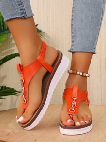 1 Coppia di Comode Sandali Estivi da Donna con Cinturino, di Colore Unito, Impreziositi da Strass, Leggeri e Versatili, Adatti per la Spiaggia