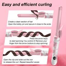 1 Inch Rotating Curling Iron - Belmaker Beach Hair Automatic Curling Iron, Upgraded Professional Tourmaline Ceramic Automatic Curling Iron, 30 Seconds Heating Function For All Hairstyles - Gift For Girlfriends, Mothers Curling  Iron Comfort Orange-Brand Promotions - 粉色 - 查看 4
