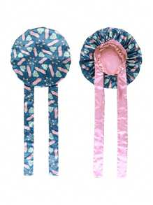 1pc Women's Double Layer Satin Hair Wrap, African Style Pattern, Home Decor & Hair Care - Multicolor - View 2