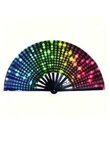 1 pièce Éventail à main arc-en-ciel, Éventail holographique, Grand éventail pliant, Éventail de fierté, Éventail de spectacle, Éventail de mariage/fête/cadeau, Éventail magique 3D transparent, Fournitures scolaires style européen et américain coloré éventail Kung Fu, Rentrée scolaire