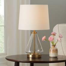Glass Table Lamp With Brass Base, 18" High - Gold - View 2