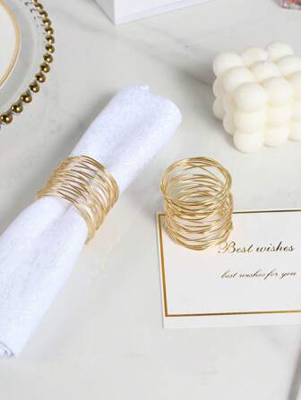 6pcs Gold Napkin Rings, Elegant Napkin Holders For Dining Table Decor, Suitable For Wedding, Lunch, Christmas, Thanksgiving, Dinner Party & Buffet