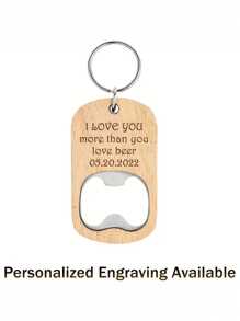 1pc/5pcs/10pcs Customized Text Wooden Handle Beer Bottle Opener With Keychain, Simple Wooden Bottle Opener, Soda Opener, For Him, Her, Boyfriend, Girlfriend, Mom, Dad, Family, Friend, Anniversary, Valentine's Day, Mother's Day, Birthday, Father's Day, Graduation, Wedding, Decoration For Living Room, Bedroom, Tea Room, Home, Dining Room, Office, School,Multi-Functional,Adjustable, Ornamental,Reusable,Exquisite,Adorable,High-Quality,Modern,Colorful,Cute,Comfortable,Stylish,Custom,Personalized,Unique,Ideal Gifts For Him,Ideal Gifts For Her,Boyfriend,Girlfriend,Dad,Mom,Family,Friends,Son,Daughter,Office,Tea Room,School,Home,Home Refresh,Customized Bottle Openers & Bottle Opener Accessories - Multicolor - View 5