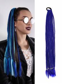 带橡皮筋的彩色辫子接发彩虹编织合成假发马尾辫发饰女孩假发派对角色扮演假发 - 彩色 - 查看 42