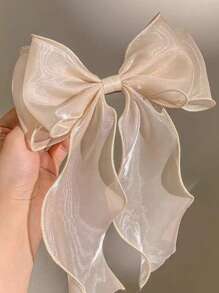 1/4pcs Mermaid Ji Xian Qi Piao Hair Clip Fine Sparkle Big Bow Top Clip Back Of Head Half Tie Special Style Hair Accessories For Women