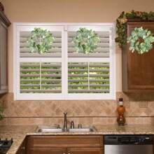 1 Pc Eucalyptus Wreath Artificial Kitchen Cabinet Wreath Artificial Green Wreath Farmhouse Wreath Door Wall Window Decoration,Candle Ring, 10 Inches,Artificial Fall Wreath 25cm Large Autumn Wreath For Front Door With Leaf Leaf Harvest Wreath Thanksgiving Festival