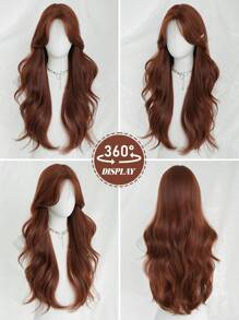 NAMM 28 Inch Long Curly Wigs Wigs For Women, Orange Red Wig Wig With Bangs, Natural Looking Fluffy Very Soft Synthetic Heat Resistant Fiber Full Machine Hair Wig For Girls Daily, Music Festival Party, Cosplay Anime Use, Mother'sdaygifts - Red - View 6