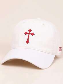1pc Men's Baseball Cap, New Cross & CATG Letter 3D Embroidery Colorblock Design, Casual Fashion Versatile Curved Brim Sun Hat For Outdoor Sports, Riding, Vacation, Suitable For Daily Wear