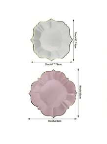 60 包粉色派对用品粉色和白色一次性纸盘，适用于母亲节/婚礼/一周岁生日/淋浴派对装饰 - 包括 30 个白色甜点/沙拉盘和 30 个粉色午餐盘扇形盘（7 英寸 + 9 英寸） - 白粉 - 查看 3