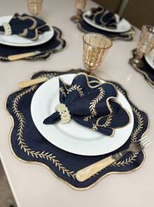 Mr Dias Paris Placemat Set 4 Pcs Placemats 2-Seater Table Table Setting Napkin Placemat - 巴黎藍色邊境 - 查看 1