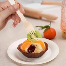 75/150/300 Sets Of Disposable Wooden Cutlery, 5.51 Inches Long, Including Spoons, Forks, And Knives (25 Pieces Per Set, 50 Pieces Per Set, 100 Pieces Per Set), Cake Dessert Ice Cream Spoons, Suitable For Birthday, Party Supplies, Christmas Gifts, Birthday Banquet Tableware, Graduation Season, Wedding And Home Decoration, Tableware, Kitchen Accessories And Home Kitchen Utensils / Disposable Tableware Sets