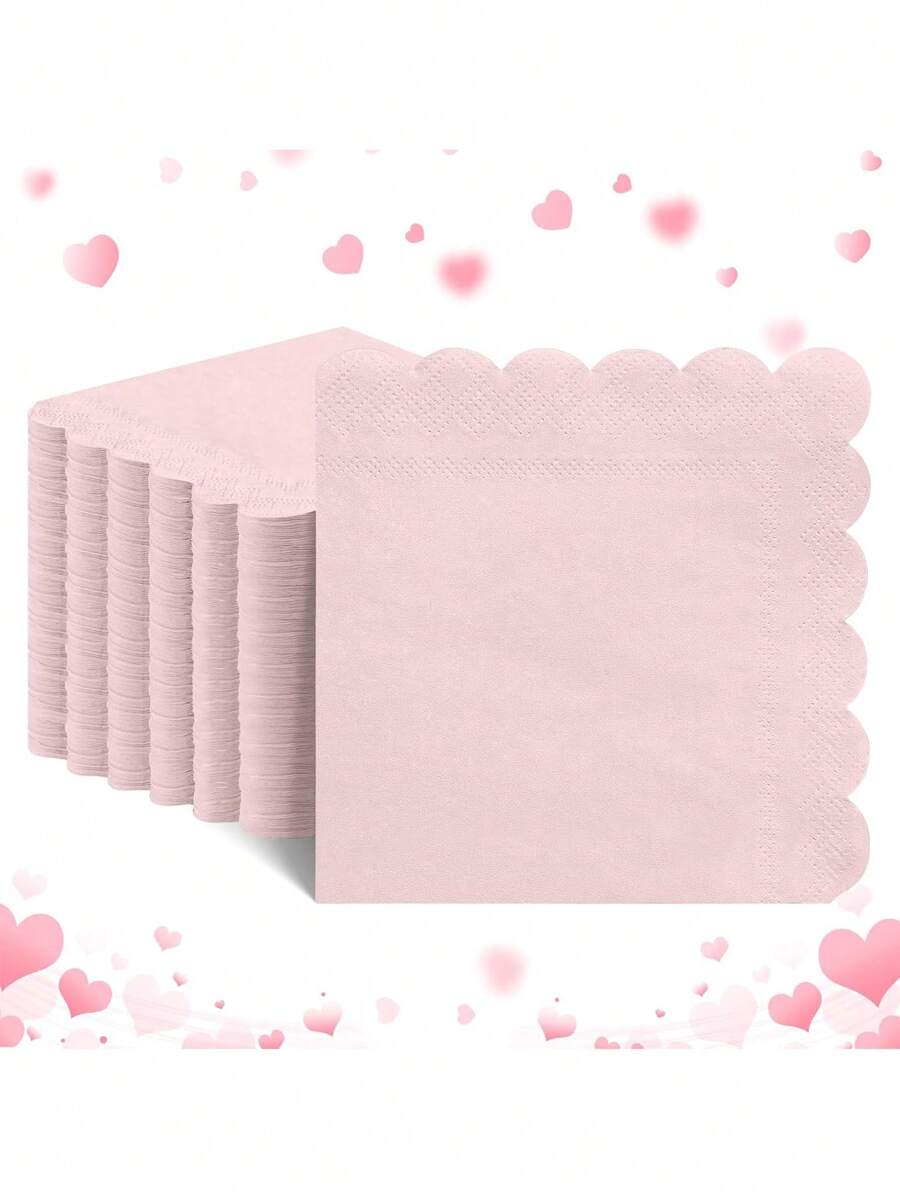 20 chiếc khăn ăn hình vỏ sò 10 X 10 inch Khăn giấy dùng một lần Khăn ăn màu chuyển sắc có viền hình vỏ sò dùng cho bữa tối, tiệc cưới, tiệc sinh nhật - Hồng - Xem 1