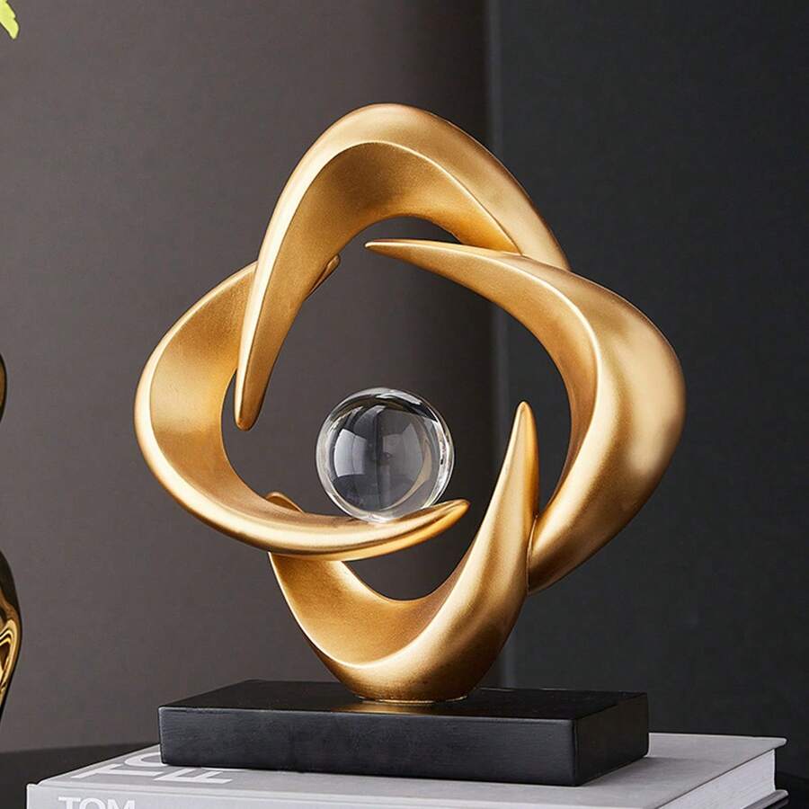 创意现代简约树脂抽象旋转装饰 - 水晶球梦幻点缀，个性化家居艺术焦点 - 完美的节日礼物