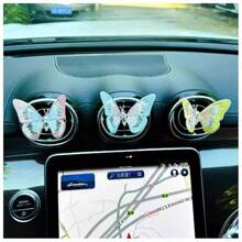 1 件可爱动感蝴蝶仪表盘装饰，治愈系汽车内饰装饰 - 彩色 - 查看 2