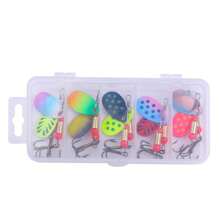 HENGJIA 10 件水滴金属勺旋转鱼饵套装带钩人工鱼饵套装摇摆饵适用于淡水和咸水 - 彩色 - 查看 9