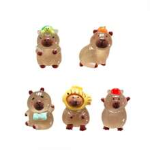 4 pezzi Mini decorazioni per orso marrone trasparente in resina, fermagli per capelli in acrilico color crema, accessori all'ingrosso per il fai-da-te