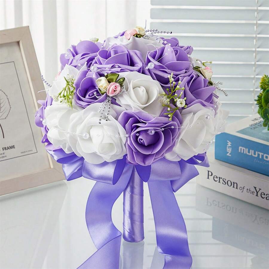 Wedding Bouquet Artificial Bridal Flower Bouquets Wedding Photo Booth Props Wedding Decorations - Black 1pc - View 1