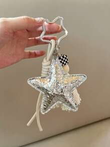 Blogger With The Same Personalized Car Keychain DIY Creative Keychain, Key Pendant, Heart&Stars Pendant, Alcove Bag Pendant, Couple Handwoven Lachard Bag