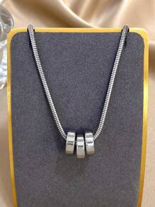 1 Pc Geometric Ring Charm Choker Necklace For Women Minimalist Stainless Steel Chain Necklace Daily Party Jewelry Gifts Mother Day