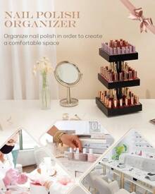 Homde Nail Polish Organizer 120-212 Bottles, 360 Rotating Nail Polish Rack Holder, Display Storage Shelf Fingernail Stand And Essential Oil, Gifts Women-,White - Black - View 9
