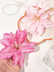 2 Stück Boho-Stil Oversized Kunstblumen Haarklammer Set, elegante Strandseiten-Pony Dekor Haarspangen, Haarklammern, Schulbedarf, rosa Haarklammern, Urlaubsoutfits für Frauen, Girly